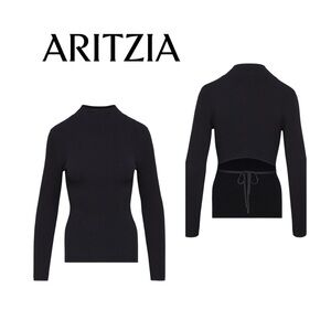 Aritzia Black Tie Back Knit Top